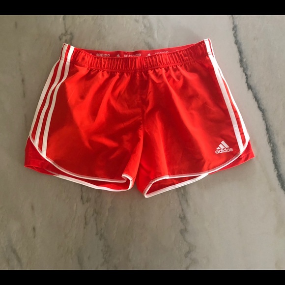 red adidas womens shorts